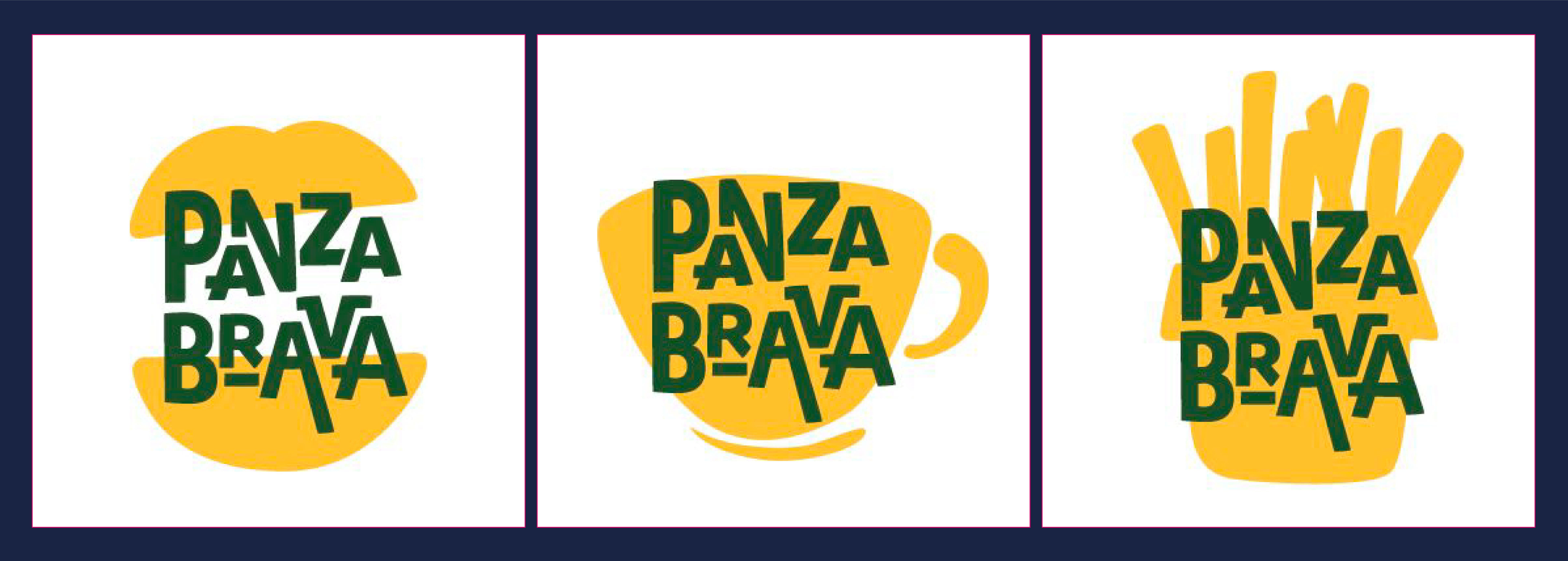 Caso de éxito Panza Brava: Se decidió que este logo fuera tipográfico, lo que nos permitió desarrollar una amplia variedad de iconos vinculados a comida que lo acompañen.